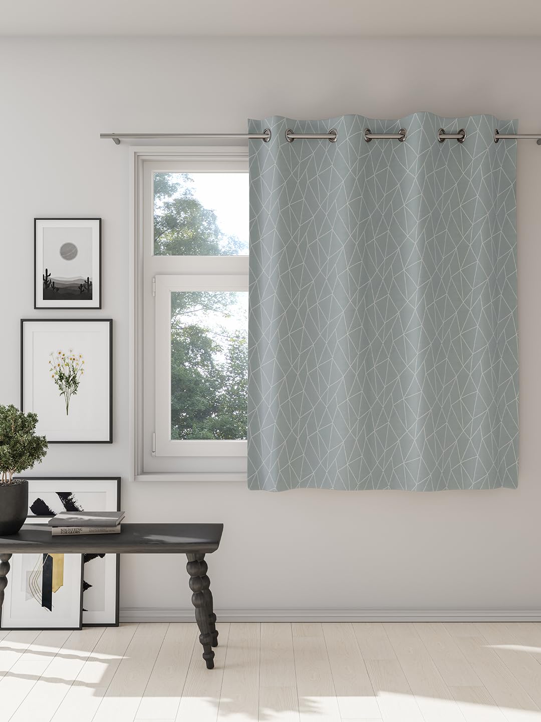 DDECOR - 100% PolyesterGeometric PatternWindow 5 Ft|135 CM X 160 CM| - Blue