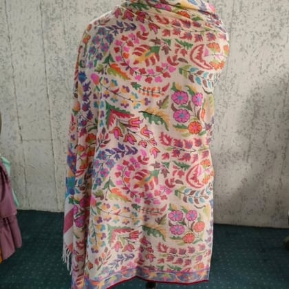 White Pashmina Kani Jamawar Shawl – Handwoven Kashmiri Luxury for Gifting & Global Elegance | Heritage Design Inc