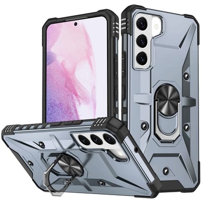 Ring Holder Silver Matte Premium Armour Cover-Samsung Galaxy S21 FE