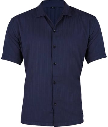 AAPSKA Poly Cotton Regular Fit Self Design Half Sleeves Men's Casual Shirt - Blue ( Pack of 1 )