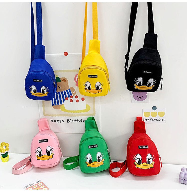 Duck Printed Mini Crossbody Bag for Kids-Black