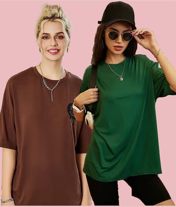 Christy World Women Cotton Printed Oversized Fit Round Neck T-Shirt ( Multicolor 11 )