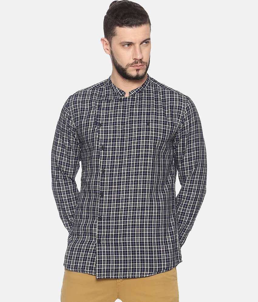 Showoff Cotton Blend Slim Fit Men's Casual Shirt - Blue ( Pack of 1 )