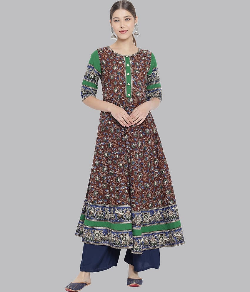 Yash Gallery - Multicolor Cotton Women's Flared Kurti ( Pack of 1 )