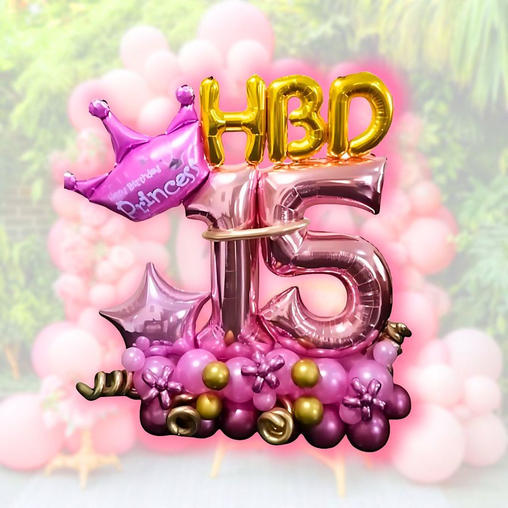 Happy Birthday Princess -15th Birthday balloon Bouquet - Party and Festive Needs | Buy online on ZillyBuy