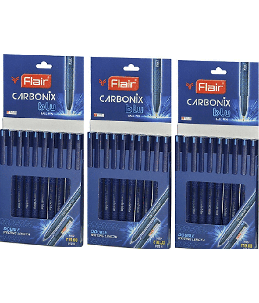 Flair Carbonix Blu Ball Pen Blue Pack of 30