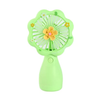 Cute Flower/Butterfly Design Handheld Mini Fan for Kids-Flower Green