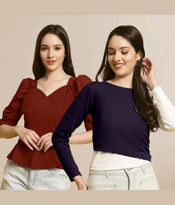 Fabflee Women's Polyester Regular Top ( Multi Color )