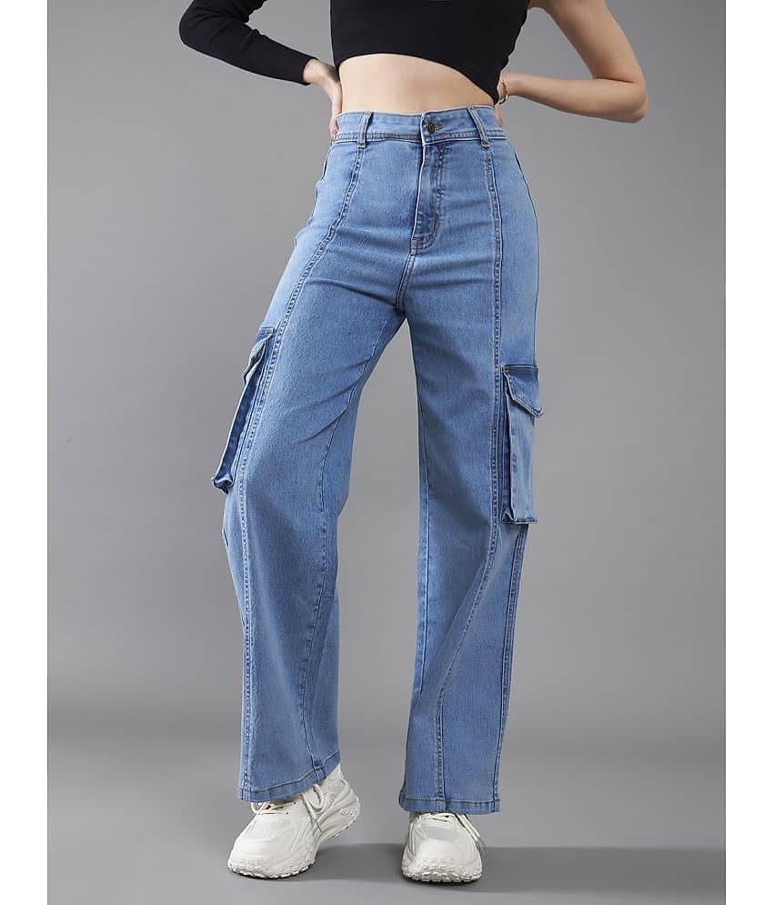 Dolce Crudo - Blue Denim Wide Leg Women's Jeans ( Pack of 1 )