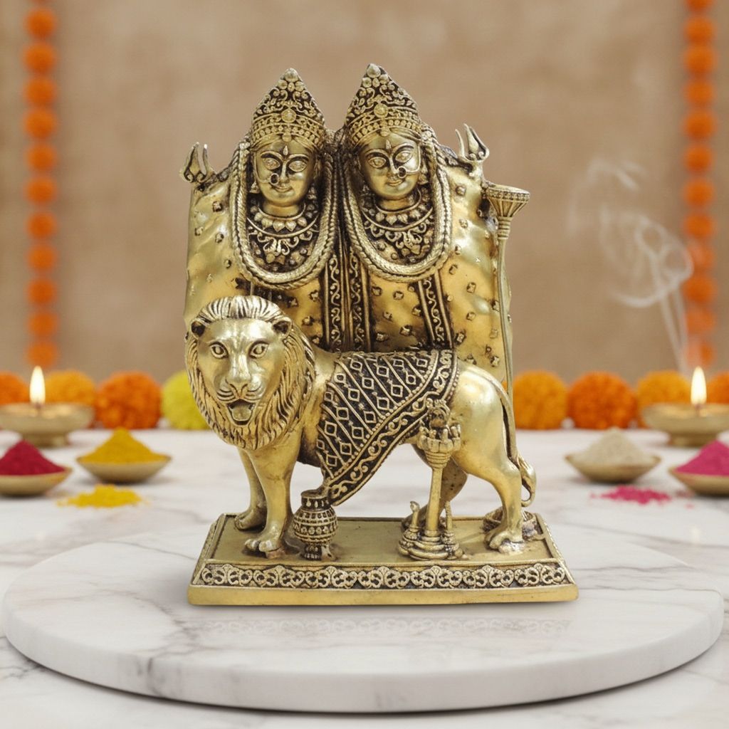 Brass Chamunda Devi Idol Statue for Home Temple & Pooja Room, Height : 6 Inch (BSMAS1933 F) - Pooja Needs | Buy online on ZillyBuy