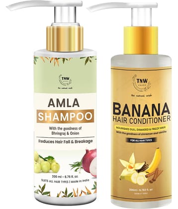 TNW - The Natural Wash Amla Shampoo Banana  Conditoner for Hair Shampoo + Conditioner 400 mL Pack of 2