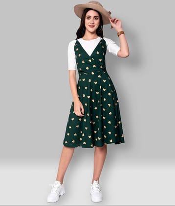 GOD BLESS Women Rayon A-line Dress ( Green )