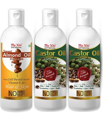The Nile Castor Oil 100 ML  100 Ml X 2 + Sweet Almond Oil 300 mL Pack of 3