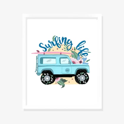 Surfing Life Wall Art Frame-8x10 inches / White Frame