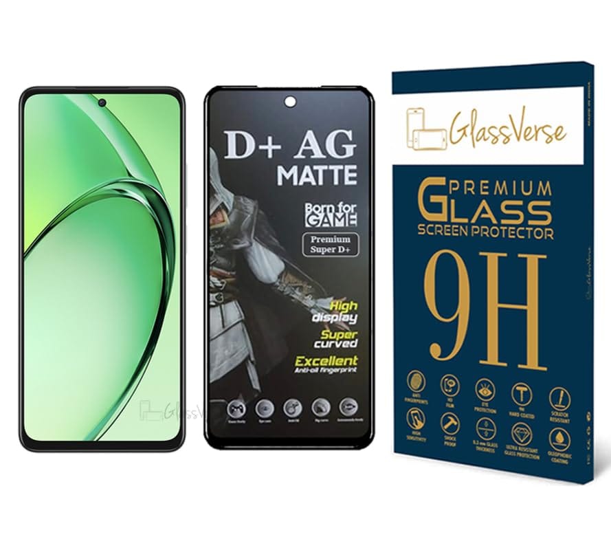 GlassVerse D+ Matte Tempered Glass With 18H Hardness For Oppo K12x 5G (PACK OF 1) with Free Installation Kit Full screen Coverage - 6.67 inch GlassVerse D+ Matte Tempered Glass With 18H Hardness For Oppo K12x 5G (PACK OF 1) with Free Installation Kit Ful