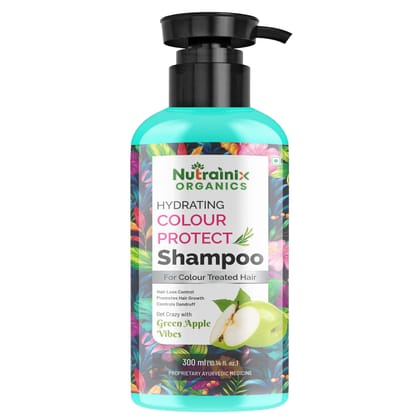 Nutrainix Organics Hydrating Colour Protect Shampoo, Hydration for Vibrant, Treated Hair – Green Apple Freshness - 300ml