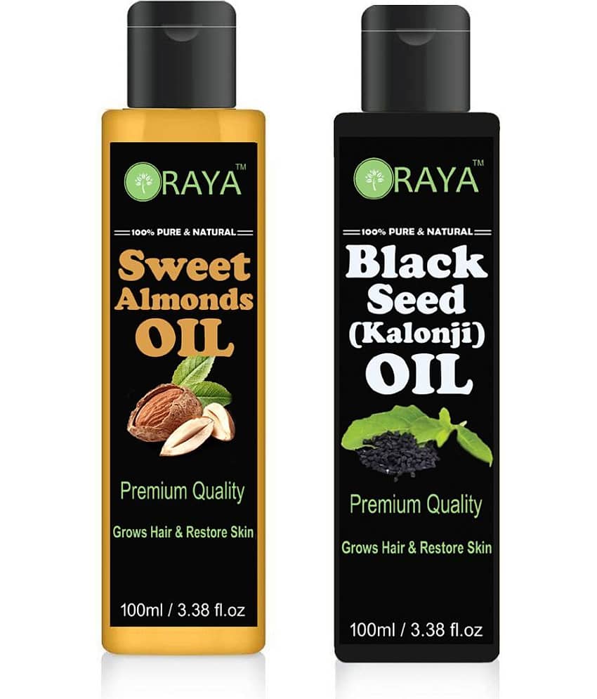 ORAYA 100% Pure & Natural Sweet Almond Oil & Kalonji Hair Oil 200 ml Pack of 2