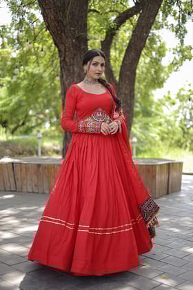NEW DESIGNER NAVARATRI COLLECTION RED COLOUR LEHNGA CHOLI-Red