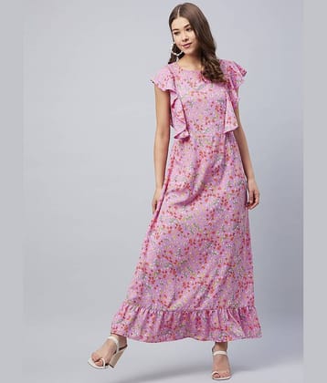StyleStone Women Polyester Printed Fit & Flare Dress ( Green )