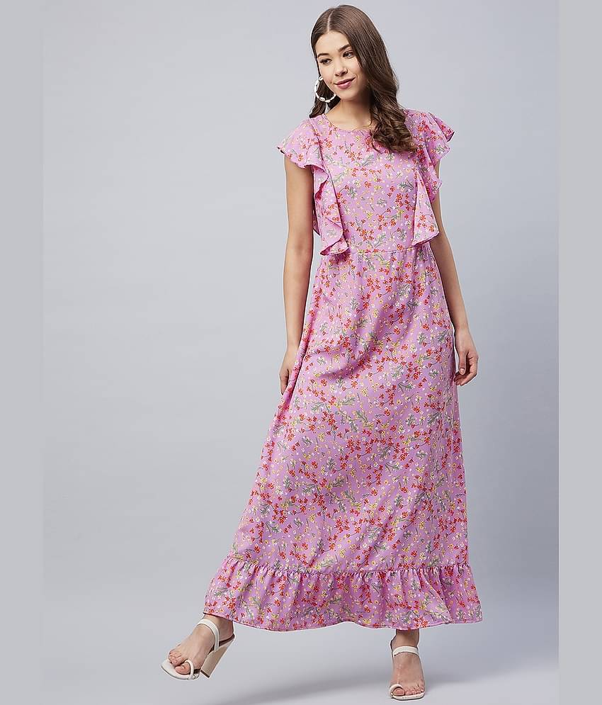StyleStone Women Polyester Printed Fit & Flare Dress ( Green )