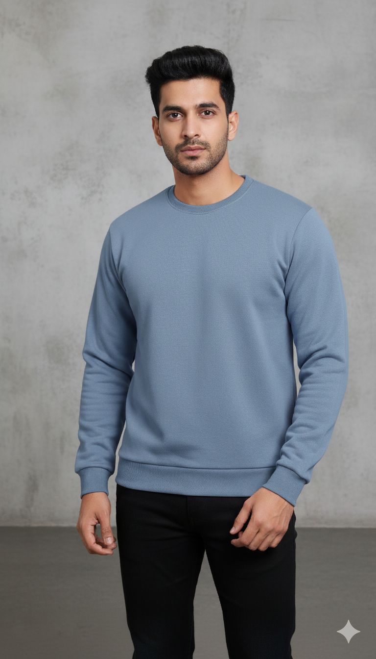Men’s Solid Sweatshirt | Heavy 3-Thread Winter Sweatshirt | Warm & Comfortable