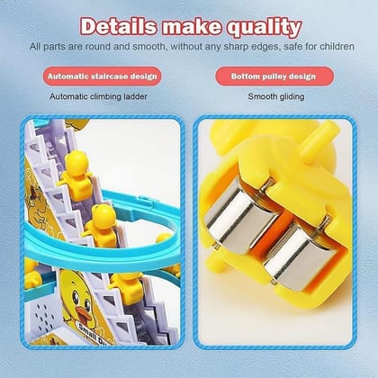 LALA Small Duck Climb Stairs Toy Roller Coaster with Flashing Lights & Music (3 Ducks)