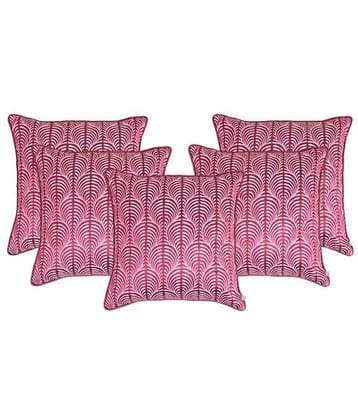 Zubix Pink & White Polyester Cushion Covers Set Of 5