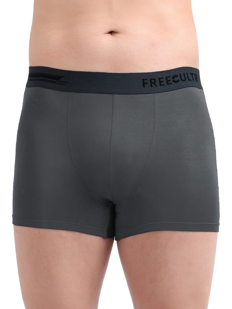 FREECULTR Men's Underwear Anti Bacterial Micromodal Airsoft Trunk - Non Itch No Chaffing Sweat Proof - Pack of 1-Ash Grey