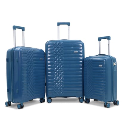 SKYCARRY Riyadh SC-SK03 Polypropylene Suitcase Trolley Bag Set of 3 | Durable Hard Shell | TSA Type Lock | Spinner Trolley Luggage | 360 Disc Spinner Wheels (3, Cabin, Medium, Large)