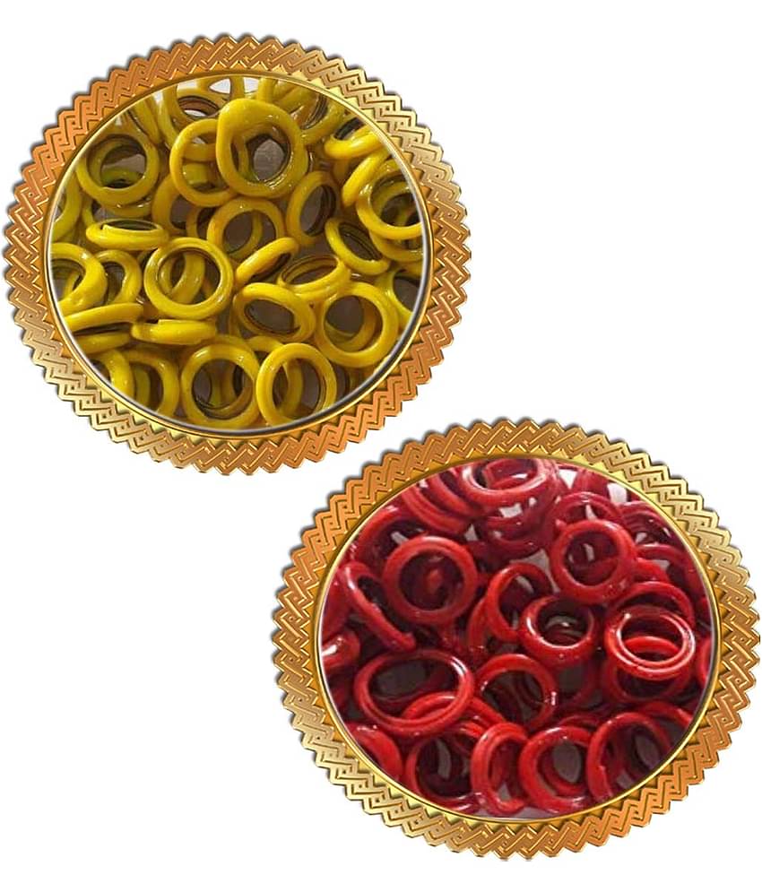 Chitti Gajulu - 108 Bangles - Small Pooja Bangles - Small Bangles for Lakshmi Pooja - 2 Sets - Yellow + Red