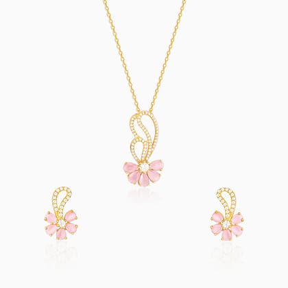 Golden Pink Floral Damsel Set