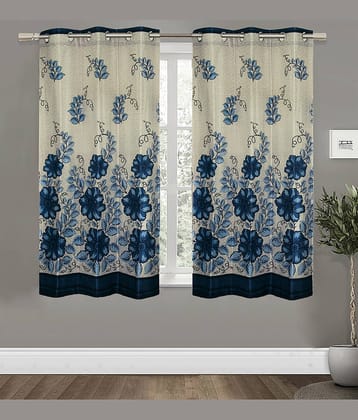 Home Candy Set of 2 Door Semi-Transparent Eyelet Polyester Blue Curtains ( 213 x 120 cm )