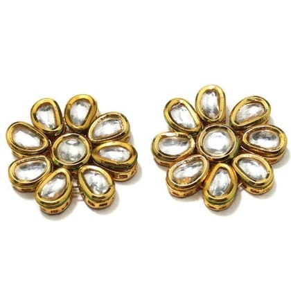 2 Pcs  35mm Kundan Connectors Golden-Golden / Brass