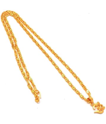 Jewar Mandi Lord Shiva Om Gold Plated Locket/Pendant with Link Chain Daily use for Men, Women & Girls, Boys