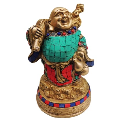 Brass Laughing Buddha Idol - Happiness & Wealth Showpiece, Height : 7 Inch (BSMAS529)