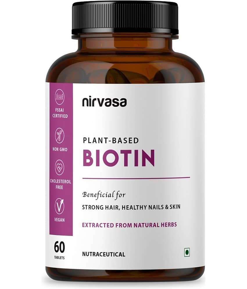 Nirvasa Plant Based Biotin Tablets, for Hair Growth and Improve Skin and Nails, enriched with Sesbania Extract, Pomegranate Extract (1 x 60 Tablets)