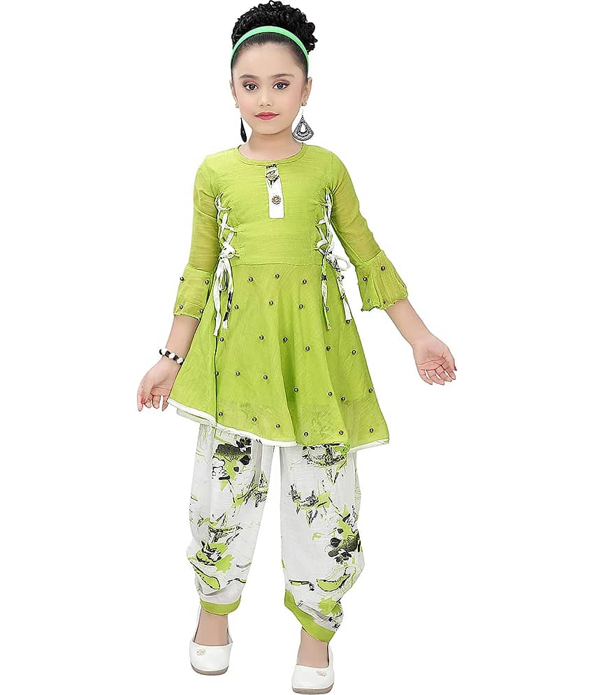 Cherry Tree Girls Cotton Blend Suit Set ( Green )