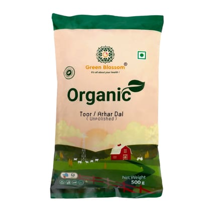 Organic Toor Dal /Arhar Dal / Split Pigeon Pea - 500g ( Pack of 1) I Green Blossom (Weight - 500g) by green blossom agritech ventures private limited