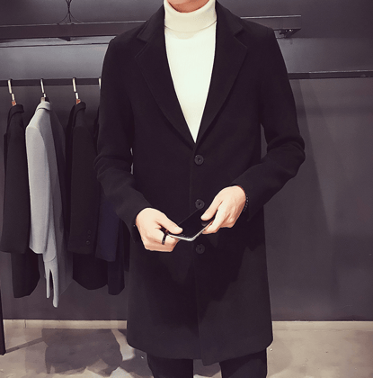 Black Wool and Blends Trench Over Coat by ITALIAN VEGA®-S-36