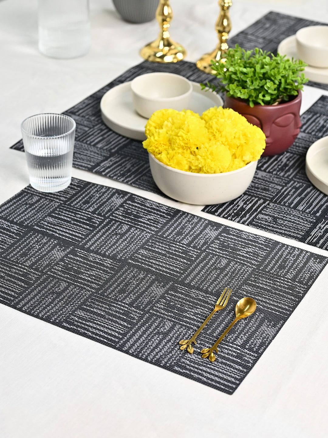Modern Geometric Pattern Dark Grey Table Placemat