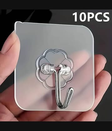 Self Adhesive PVC Flower Wall Hooks (Pack of 10)