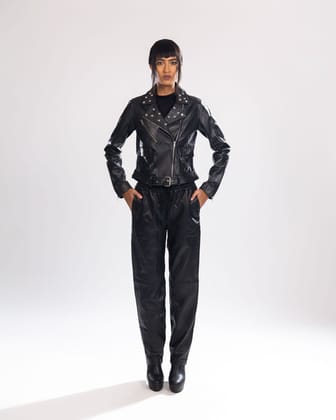 FOXY BIKER LEATHER JACKET-XS