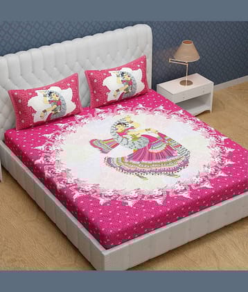 Cosito Cotton 1 Double Bedsheet with 2 Pillow Covers ( Pink )