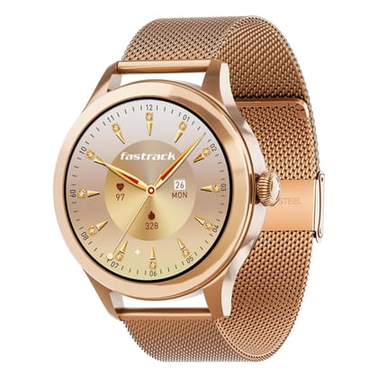 Fastrack Noir Pro Smart Watch with 1.19"Inch Super AMOLED Display, SOS, BT Calling, Female Health Monitor, IP68, 5-Day Battery- Rosegold