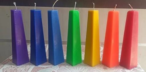 VIBGYOR Pyramid Pillar Candles 20 cm x 7.5 cm