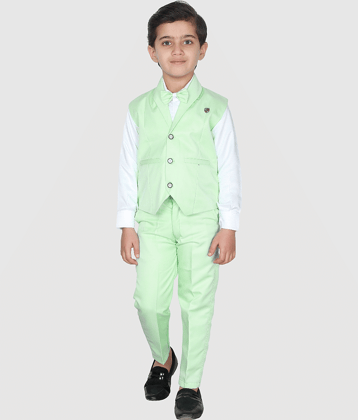 Fourfolds Pack of 1 Boys Cotton Blend Shirt & Pants Set ( Cream )