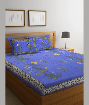 HOME Cotton Double Bedsheet ( Blue )