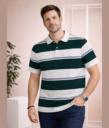 AUSTIN WOOD Men Cotton Blend Regular Fit Striped Polo T Shirt ( Multicolor )