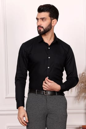 Black Formal Cotton Shirt (Size - S) by BLUE EAGLE