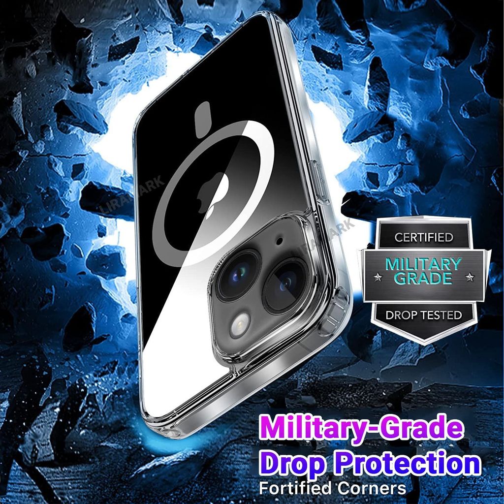 LIRAMARK Magnetic Protective Clear Back Cover Case Compatible with Magsafe for iPhone 15 Plus (6.7 inch) (Transparent)